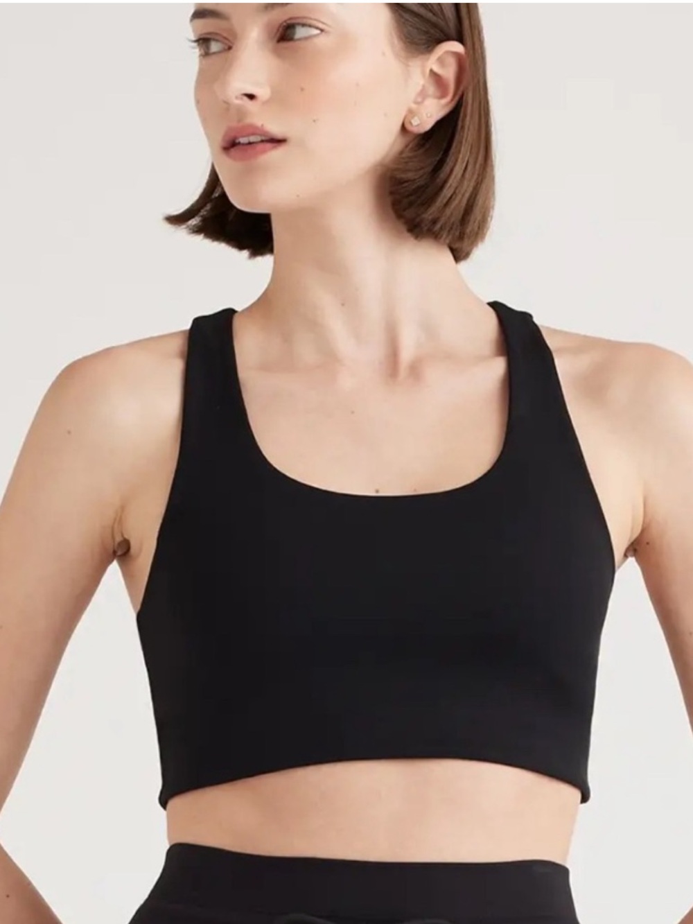 NWT QUINCE Ultra-Form Scoop Neck Longline Bra Medium Black 9389